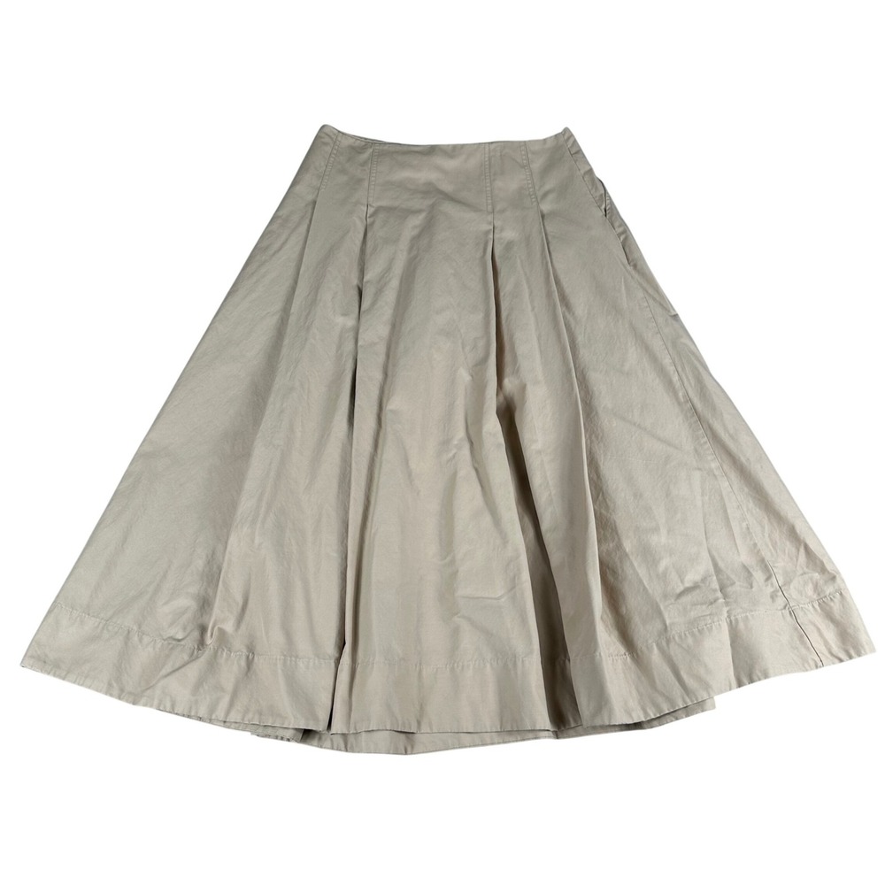 Minjukim Pleated Maxi Skirt Women L Beige Minimalist Quiet Luxury Modern Chic